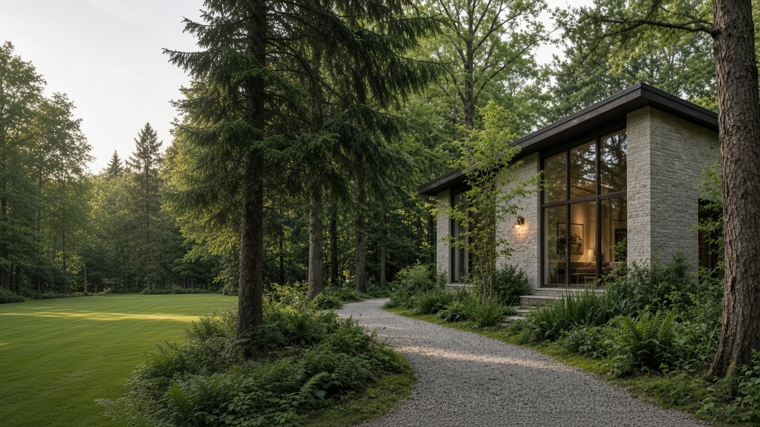 Gartenhaus zwischen Bäumen, als Stimmung, kein Angebot