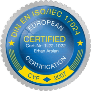 EUcert-Siegel DIN EN ISO/IEC 17024 für Erhan Arslan